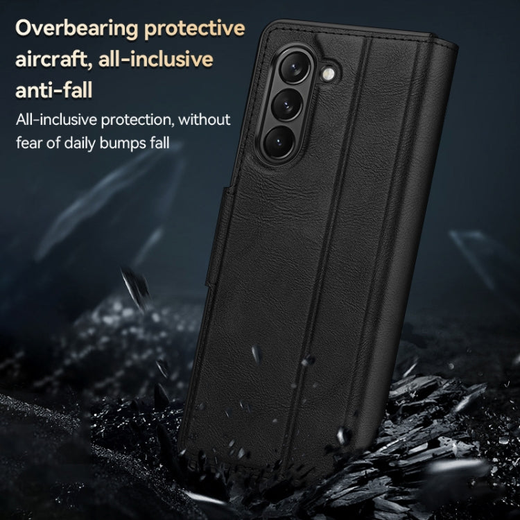 For Samsung Galaxy Z Fold5 SULADA All-inclusive Magnetic Snap Flip Leather Phone Case(Orange) - free shipping - PMC TechLife - Order now!