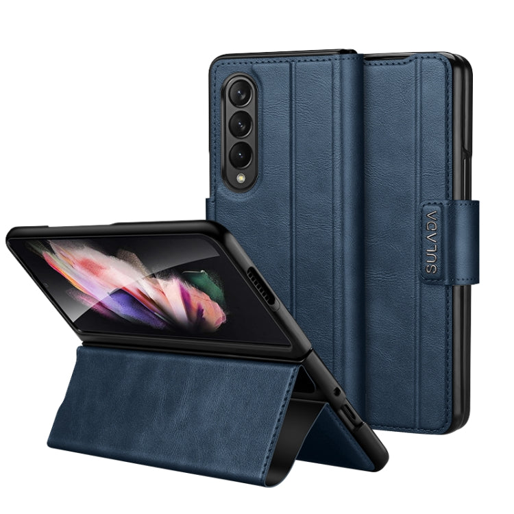 For Samsung Galaxy Z Fold4 / W23 SULADA All-inclusive Magnetic Snap Flip Leather Phone Case(Blue) - free shipping - PMC TechLife - Order now!