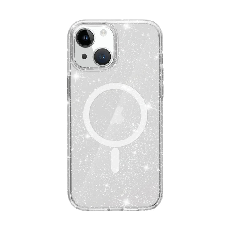 For iPhone 15 Plus Terminator Style Glitter Powder MagSafe Magnetic Phone Case(White) - free shipping - PMC TechLife - Order now!
