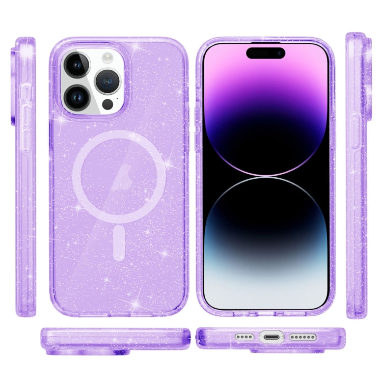 For iPhone 15 Pro Max Terminator Style Glitter Powder MagSafe Magnetic Phone Case(Purple) - free shipping - PMC TechLife - Order now!