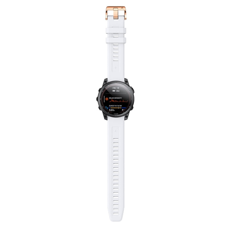 Compatible with Garmin Epix Pro 42mm Rose Gold Buckle Silicone Watch Band(White) - free shipping - PMC TechLife - Order now!