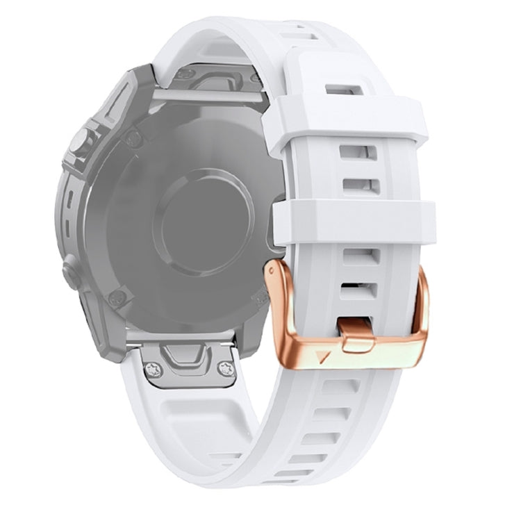 Compatible with Garmin Fenix 7S Pro 42mm Rose Gold Buckle Silicone Watch Band(White) - Watch Bands by PMC TechLife | Online Shopping South Africa | PMC TechLife | Buy Now Pay Later Mobicred