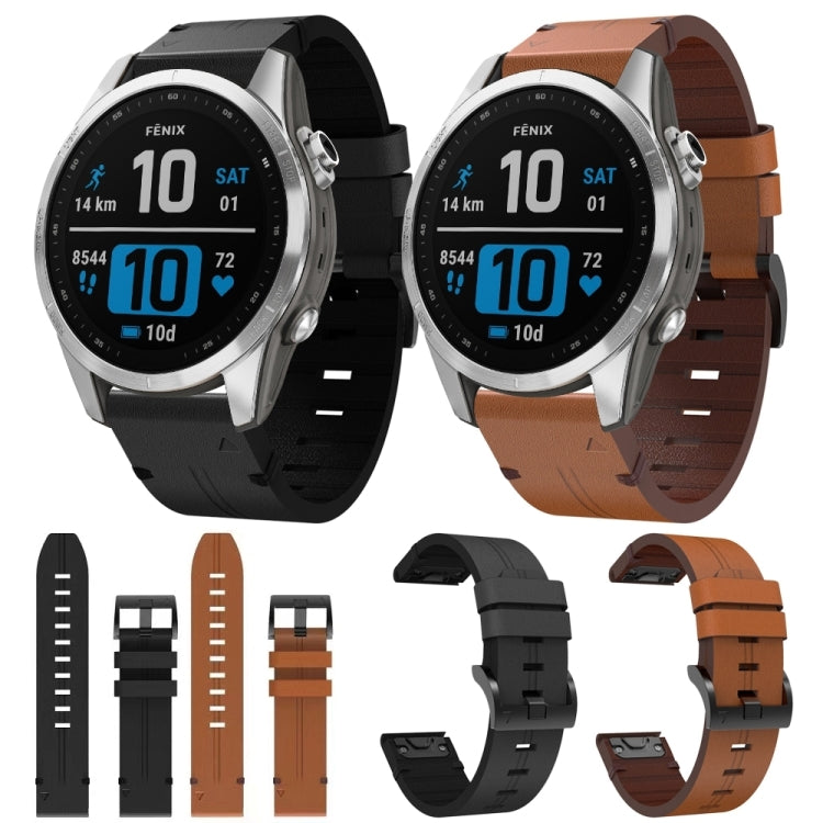 Compatible with Garmin Epix Pro 42mm Leather Steel Buckle Watch Band(Brown) - free shipping - PMC TechLife - Order now!