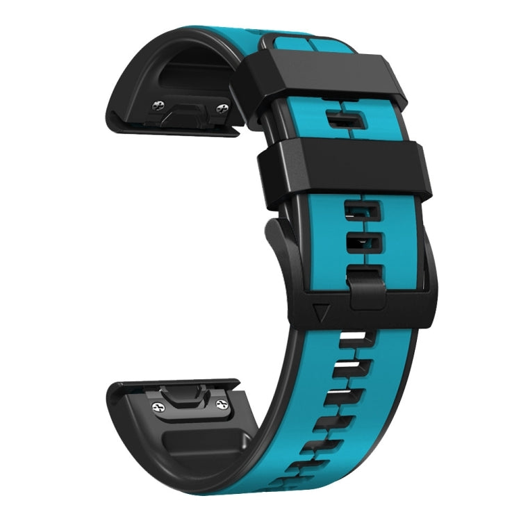 Compatible with Garmin Fenix 7 Pro 47mm Sports Two-Color Silicone Watch Band(Sky Blue+Black) - free shipping - PMC TechLife - Order now!