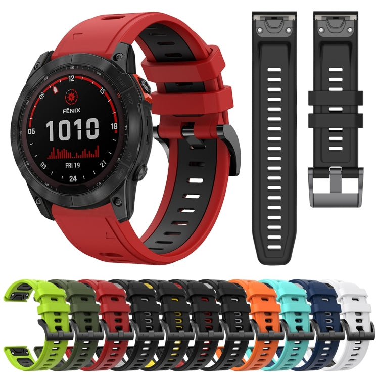 Compatible with Garmin Fenix 7 Pro 51mm Sports Two-Color Silicone Watch Band(Black+Yellow) - free shipping - PMC TechLife - Order now!