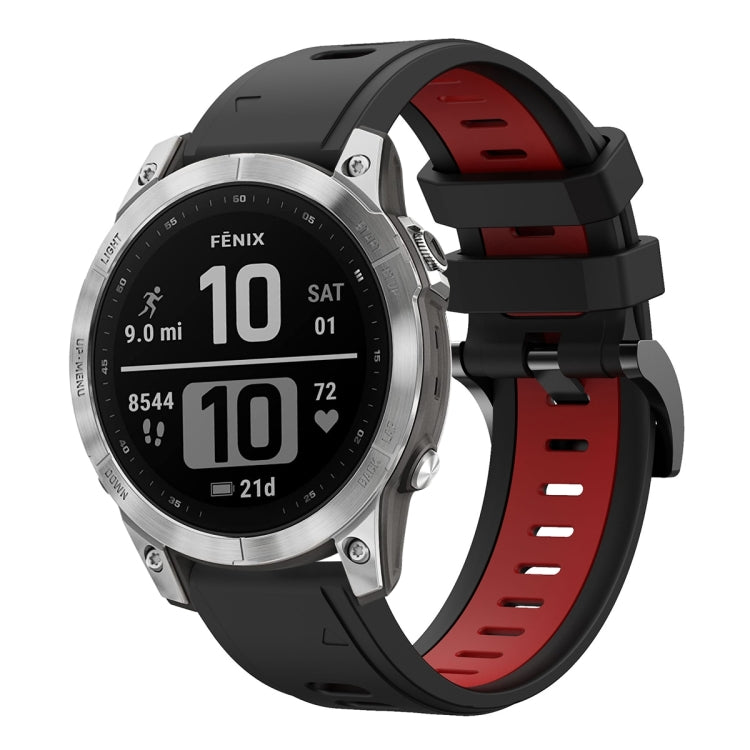 Compatible with Garmin Fenix 7 Pro 47mm Sports Two-Color Silicone Watch Band(Black+Red) - free shipping - PMC TechLife - Order now!