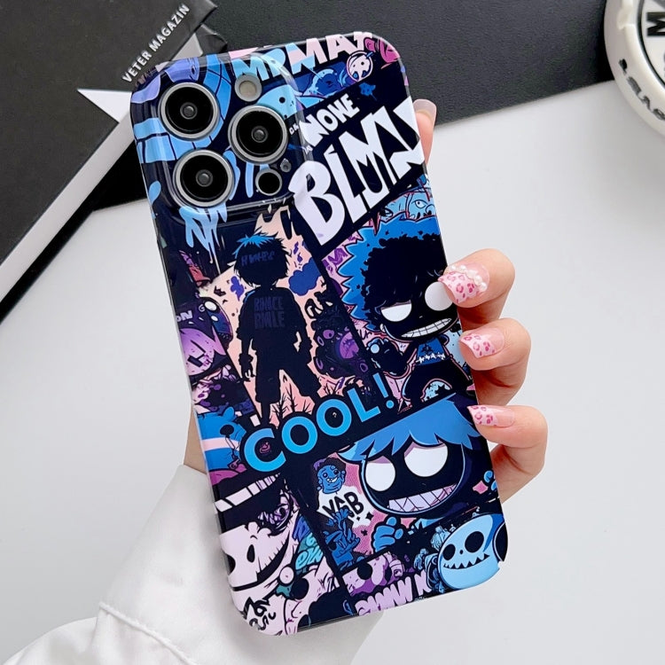 For iPhone 14 Pro Painted Pattern Precise Hole PC Phone Case(Purple Comics) - iPhone 14 Pro Cases by PMC TechLife | Online Shopping South Africa | PMC TechLife