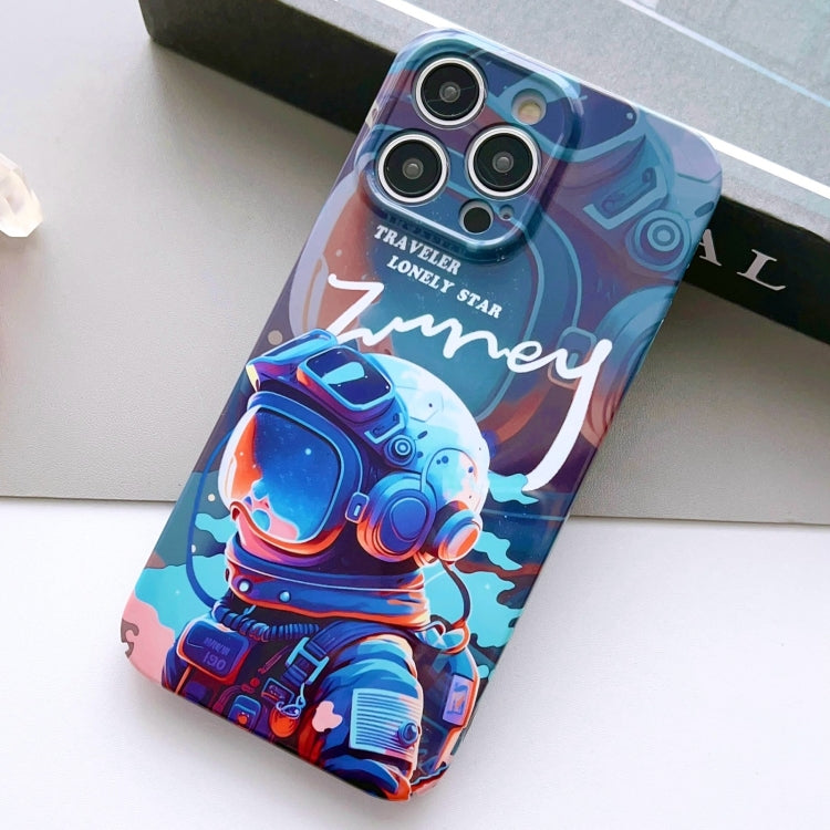 For iPhone 12 Pro Max Painted Pattern Precise Hole PC Phone Case(Blue Paint Astronaut) - iPhone 12 Pro Max Cases by PMC TechLife | Online Shopping South Africa | PMC TechLife