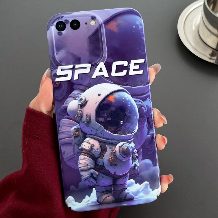 For iPhone 8 Plus / 7 Plus Painted Pattern Precise Hole PC Phone Case(Purple Astronaut) - More iPhone Cases by PMC TechLife | Online Shopping South Africa | PMC TechLife