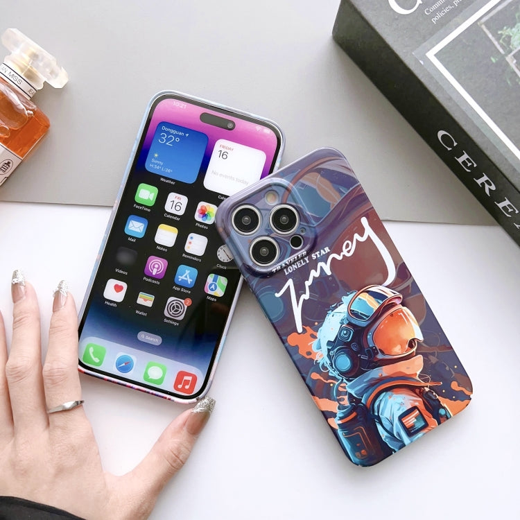 For iPhone 15 Pro Painted Pattern Precise Hole PC Phone Case(Blue Paint Astronaut) - iPhone 15 Pro Cases by PMC TechLife | Online Shopping South Africa | PMC TechLife