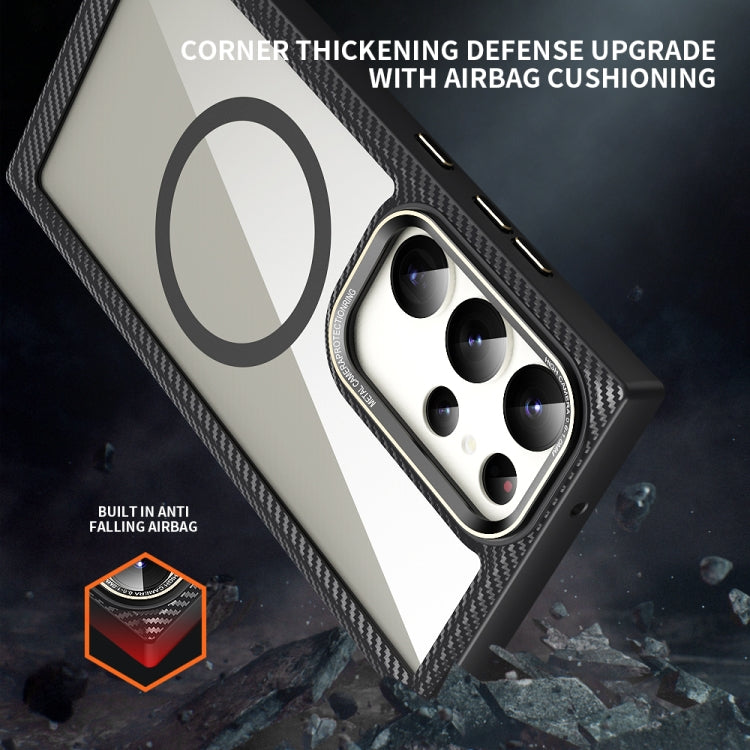 For Samsung Galaxy S23 5G MagSafe Carbon Fiber Transparent Back Panel Phone Case(Purple) - Galaxy S23 5G Cases by PMC TechLife | Online Shopping South Africa | PMC TechLife