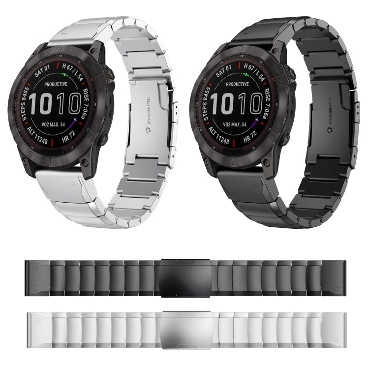 Compatible with Garmin Fenix 7 Pro 47mm Tortoise Shell Stainless Steel Watch Band(Black) - Watch Bands by PMC TechLife | Online Shopping South Africa | PMC TechLife | Buy Now Pay Later Mobicred