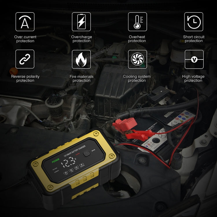 FOXSUR FBC1206E 6A 12V Car / Motorcycle Smart Battery Charger(UK Plug) - free shipping - PMC TechLife - Order now!