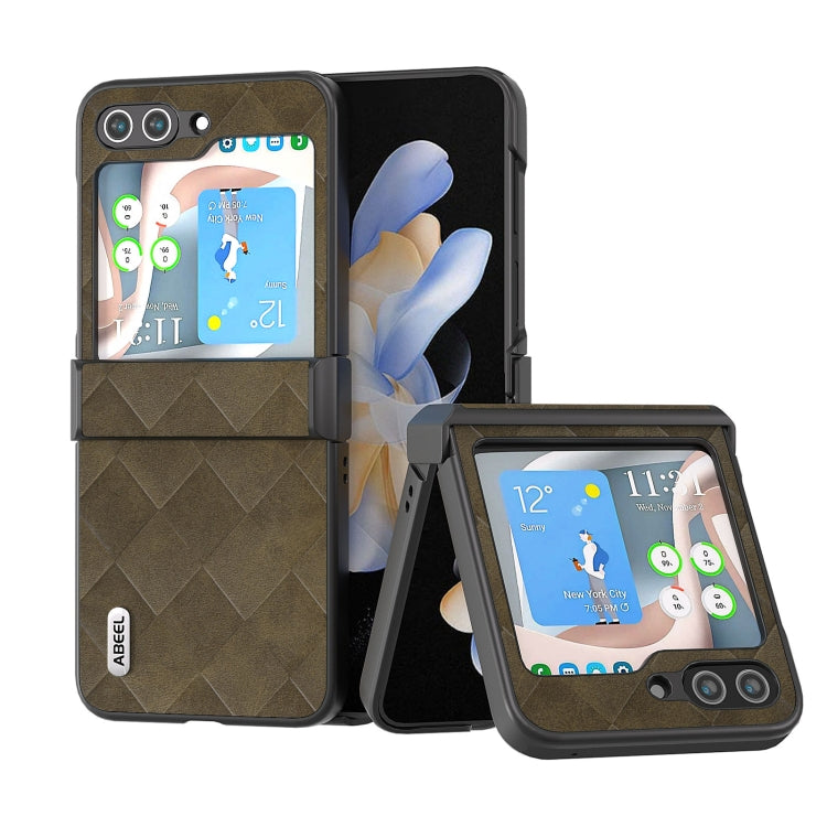 For Samsung Galaxy Z Flip5 ABEEL Weave Plaid PU Phone Case(Green) - free shipping - PMC TechLife - Order now!