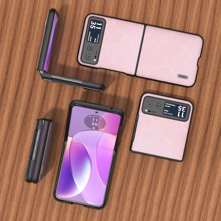 For Motorola Razr 40 ABEEL Cowhide Texture PU Phone Case(Pink) - free shipping - PMC TechLife - Order now!