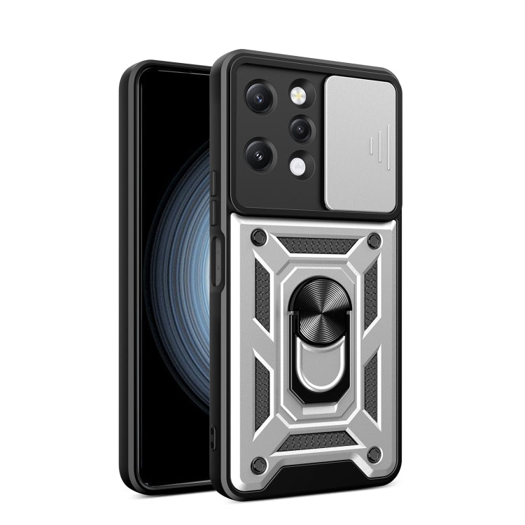 For Xiaomi Redmi 12 4G Sliding Camera Cover Design TPU Hybrid PC Phone Case(Silver) - free shipping - PMC TechLife - Order now!