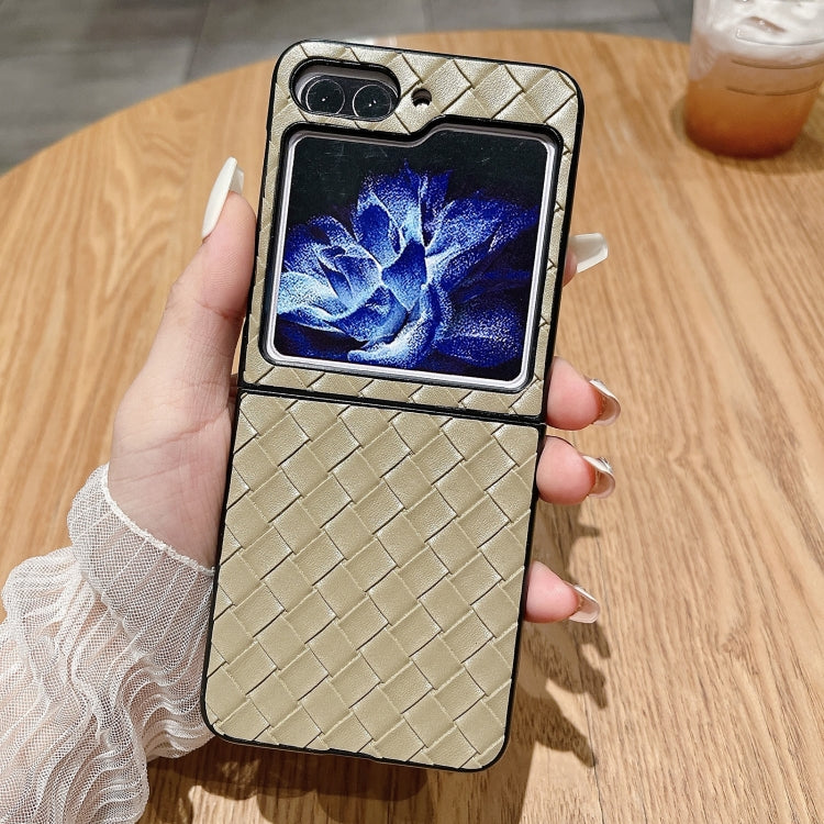 For Samsung Galaxy Z Flip5 5G Woven Texture Folding Phone Case(Gold) - free shipping - PMC TechLife - Order now!