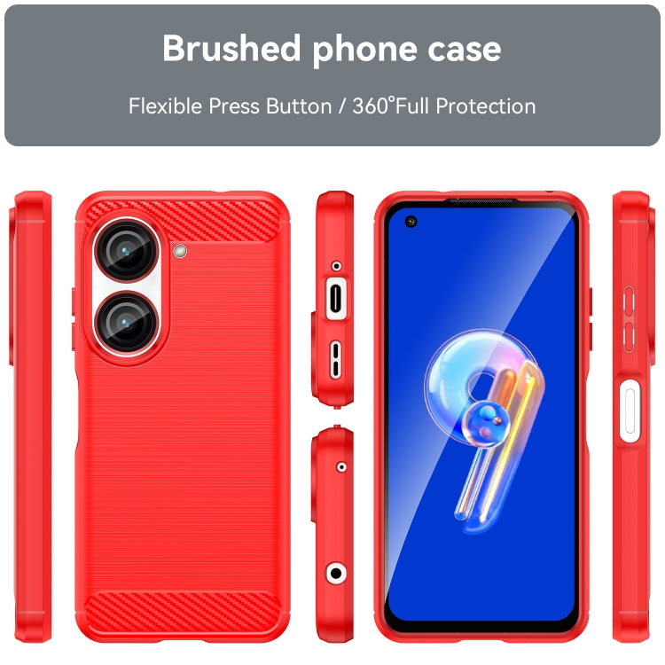 For Asus Zenfone 10 Brushed Texture Carbon Fiber TPU Case(Red) - free shipping - PMC TechLife - Order now!