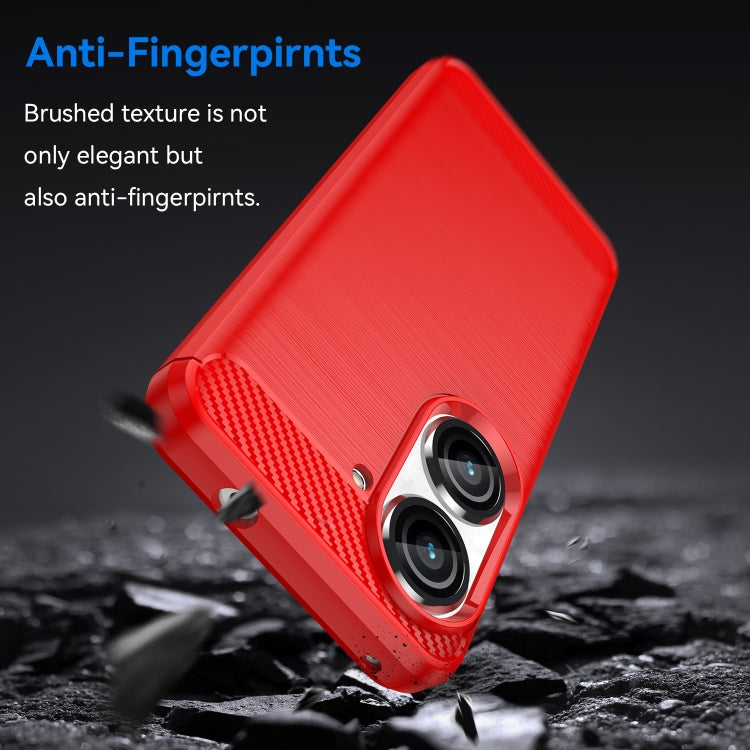 For Asus Zenfone 10 Brushed Texture Carbon Fiber TPU Case(Red) - free shipping - PMC TechLife - Order now!