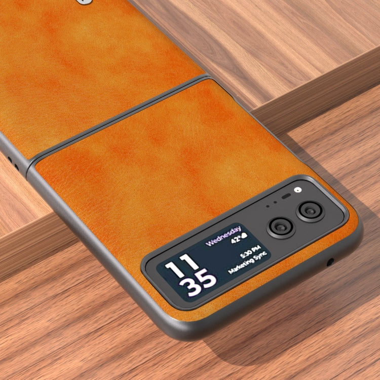 For Motorola Razr 40 ABEEL Dual Color Lichi Texture PU Phone Case(Orange) - free shipping - PMC TechLife - Order now!