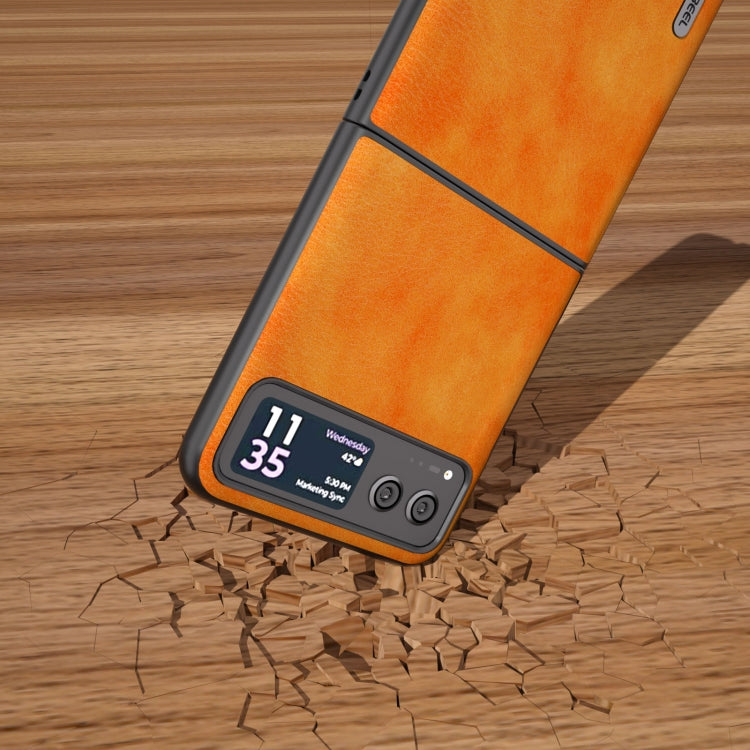 For Motorola Razr 40 ABEEL Dual Color Lichi Texture PU Phone Case(Orange) - free shipping - PMC TechLife - Order now!