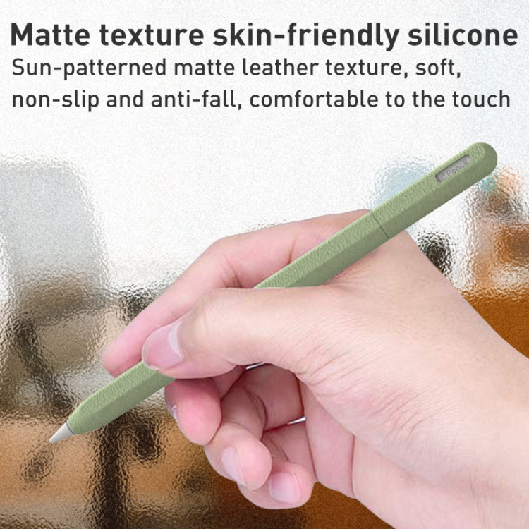 For Apple Pencil 2 LOVE MEI Frosted Leather Texture Silicone Protective Pen Case(Green) - Pencil Accessories by LOVE MEI | Online Shopping South Africa | PMC TechLife