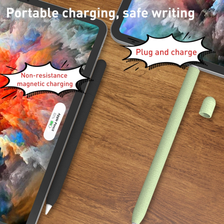 For Apple Pencil 2 LOVE MEI Frosted Leather Texture Silicone Protective Pen Case(Grey) - Pencil Accessories by LOVE MEI | Online Shopping South Africa | PMC TechLife