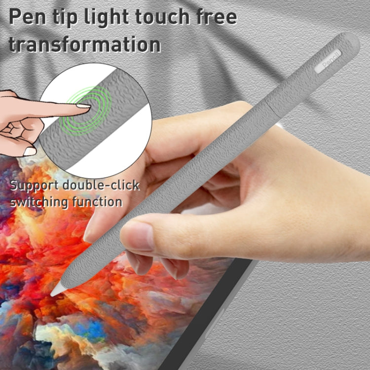 For Apple Pencil 2 LOVE MEI Frosted Leather Texture Silicone Protective Pen Case(Green) - Pencil Accessories by LOVE MEI | Online Shopping South Africa | PMC TechLife