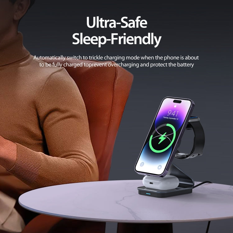 DUZZONA W15 15W 3 in 1 Transparent Magnetic Suction Wireless Charging Stand - free shipping - PMC TechLife - Order now!