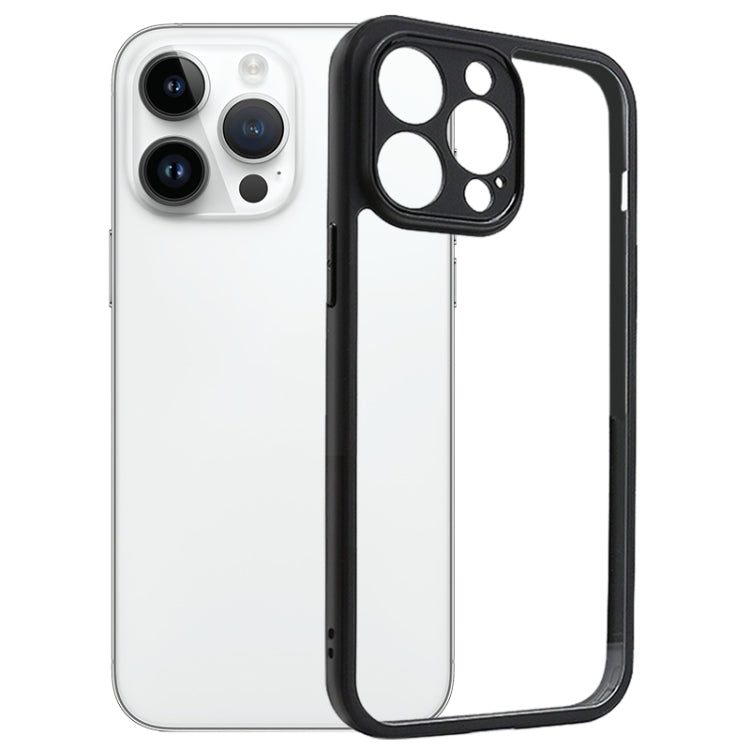 For iPhone 14 Pro Max Frosted TPU + Transparent PC Phone Case(Black) - iPhone 14 Pro Max Cases by PMC TechLife | Online Shopping South Africa | PMC TechLife | Buy Now Pay Later Mobicred