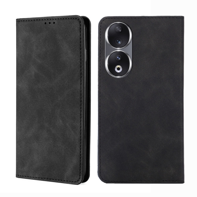 For Honor 90 5G Skin Feel Magnetic Leather Phone Case(Black) - free shipping - PMC TechLife - Order now!