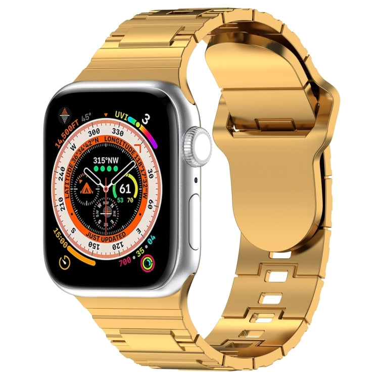 For Apple Watch SE 2023 44mm Square Buckle Armor Style Silicone Watch Band(Plating Gold) - Watch Bands by PMC TechLife | Online Shopping South Africa | PMC TechLife
