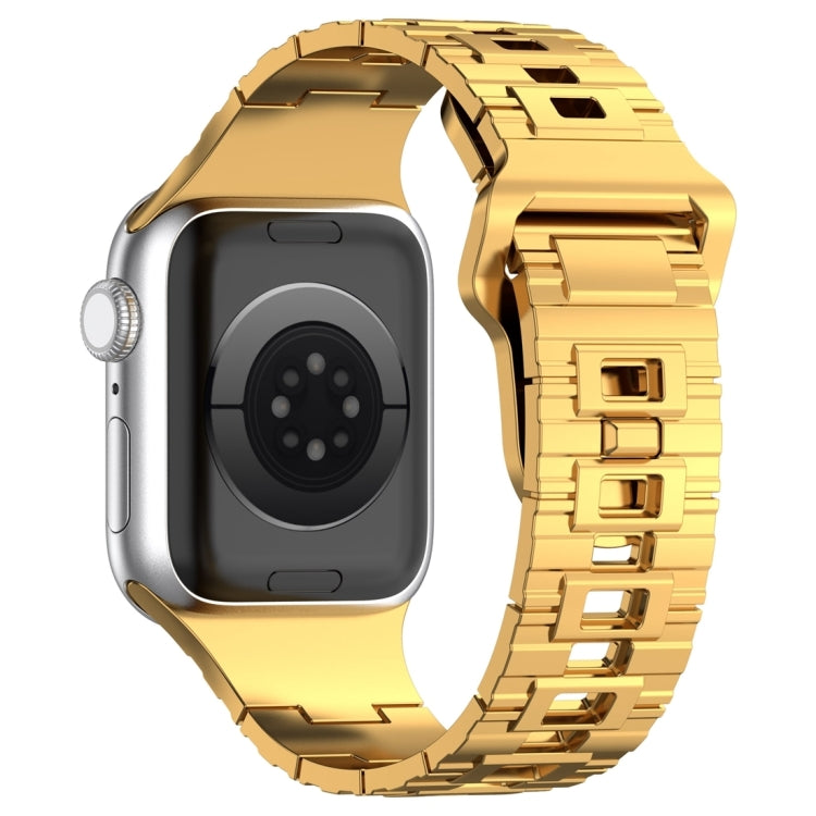 For Apple Watch SE 2023 44mm Square Buckle Armor Style Silicone Watch Band(Plating Gold) - Watch Bands by PMC TechLife | Online Shopping South Africa | PMC TechLife