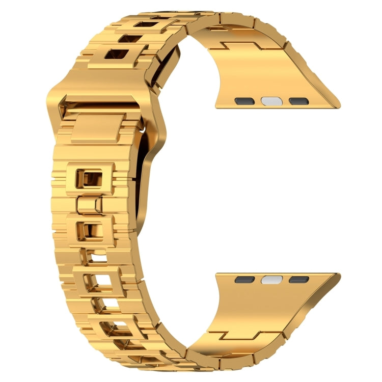 For Apple Watch SE 2023 44mm Square Buckle Armor Style Silicone Watch Band(Plating Gold) - Watch Bands by PMC TechLife | Online Shopping South Africa | PMC TechLife