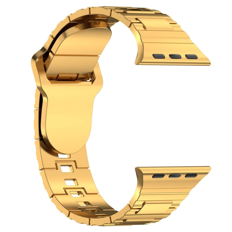 For Apple Watch SE 2023 44mm Square Buckle Armor Style Silicone Watch Band(Plating Gold) - Watch Bands by PMC TechLife | Online Shopping South Africa | PMC TechLife