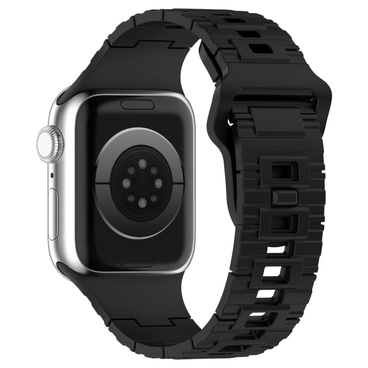 For Apple Watch SE 2023 44mm Square Buckle Armor Style Silicone Watch Band(Black) - Watch Bands by PMC TechLife | Online Shopping South Africa | PMC TechLife