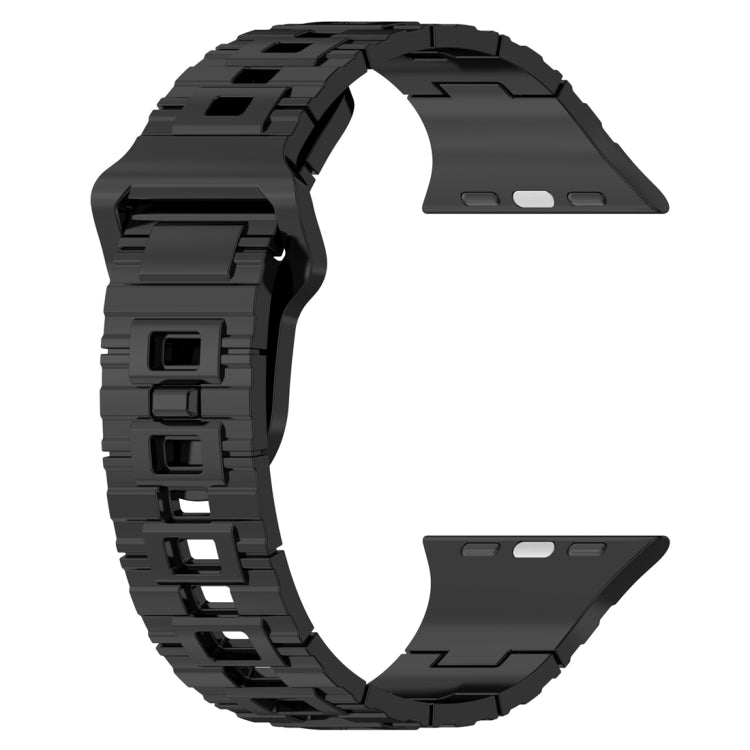For Apple Watch 9 45mm Square Buckle Armor Style Silicone Watch Band(Plating Titanium Black) - Watch Bands by PMC TechLife | Online Shopping South Africa | PMC TechLife