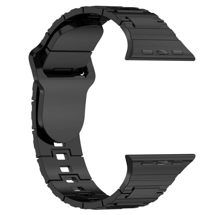 For Apple Watch 9 45mm Square Buckle Armor Style Silicone Watch Band(Plating Titanium Black) - Watch Bands by PMC TechLife | Online Shopping South Africa | PMC TechLife