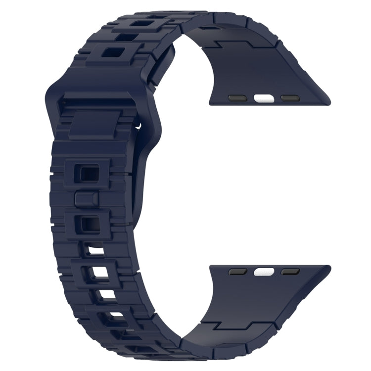 For Apple Watch 9 45mm Square Buckle Armor Style Silicone Watch Band(Midnight Blue) - Watch Bands by PMC TechLife | Online Shopping South Africa | PMC TechLife