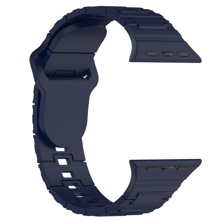 For Apple Watch 9 45mm Square Buckle Armor Style Silicone Watch Band(Midnight Blue) - Watch Bands by PMC TechLife | Online Shopping South Africa | PMC TechLife