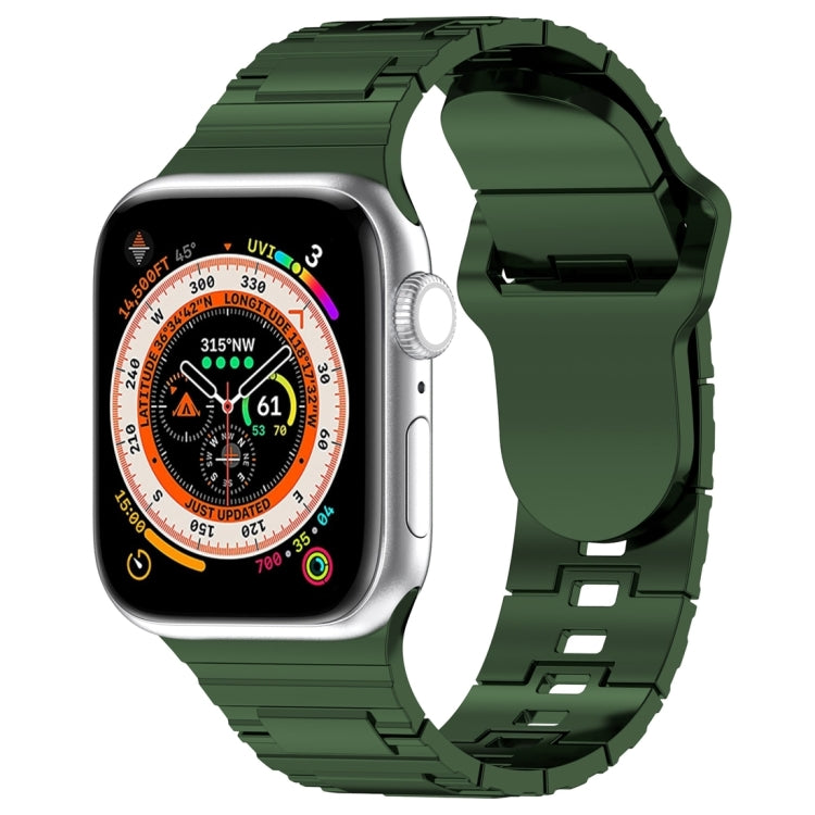 For Apple Watch 9 41mm Square Buckle Armor Style Silicone Watch Band(Plating Green) - Watch Bands by PMC TechLife | Online Shopping South Africa | PMC TechLife