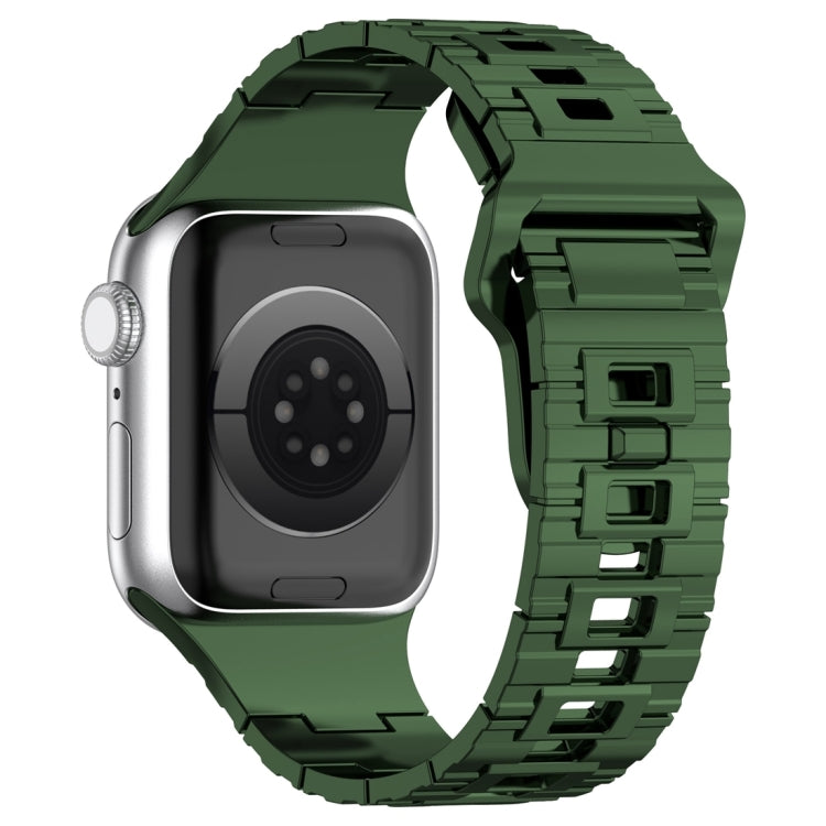 For Apple Watch 9 41mm Square Buckle Armor Style Silicone Watch Band(Plating Green) - Watch Bands by PMC TechLife | Online Shopping South Africa | PMC TechLife