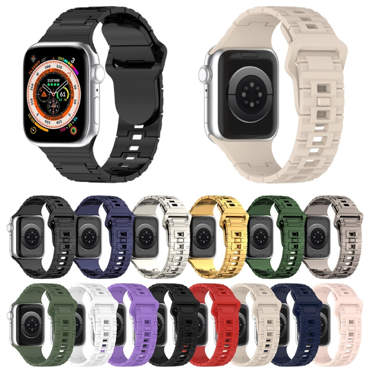 For Apple Watch 9 45mm Square Buckle Armor Style Silicone Watch Band(Ivory White) - Watch Bands by PMC TechLife | Online Shopping South Africa | PMC TechLife