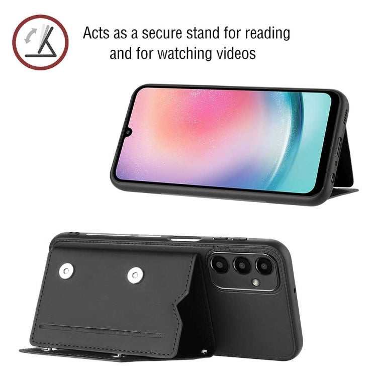 For Samsung Galaxy A24 4G Skin Feel PU + TPU + PC Card Slots Phone Case(Black) - Galaxy Phone Cases by PMC TechLife | Online Shopping South Africa | PMC TechLife | Buy Now Pay Later Mobicred