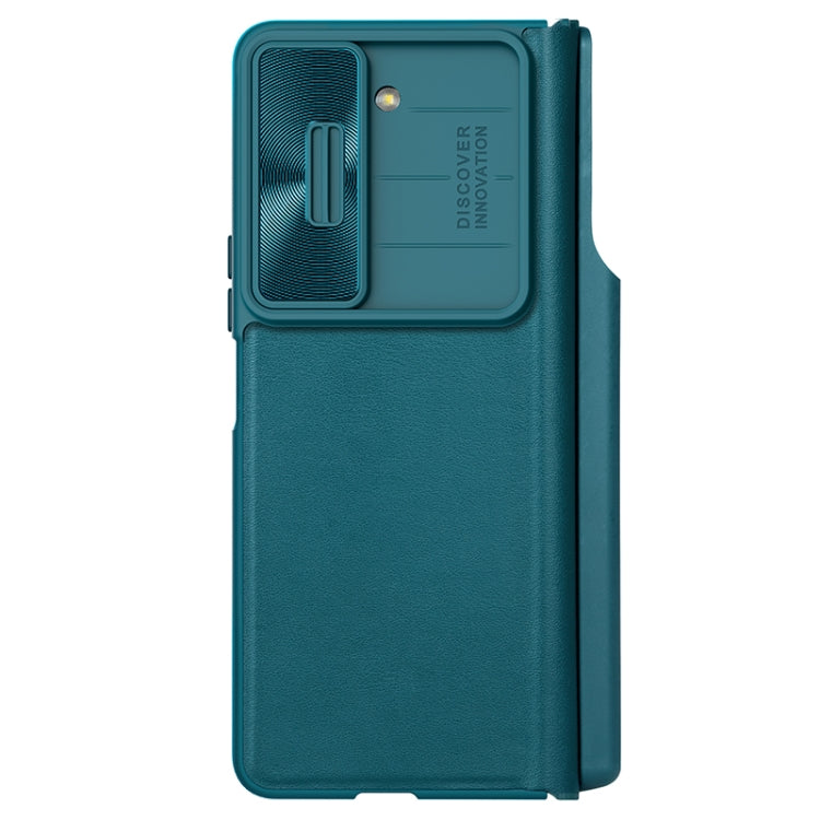 For Samsung Galaxy Z Fold5 NILLKIN QIN Series Pro Sliding Camera Cover Design Leather Phone Case(Cyan) - free shipping - PMC TechLife - Order now!