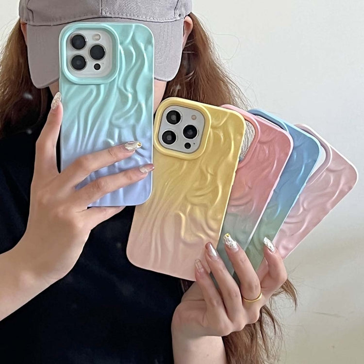 For iPhone 14 Wrinkle Gradient Oily Feel TPU Phone Case(Blue Green) - free shipping - PMC TechLife - Order now!