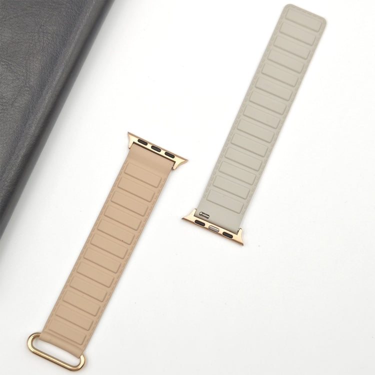 For Apple Watch 9 41mm Reverse Buckle Magnetic Silicone Watch Band(Rose Buckle Milk Grey) - Watch Bands by PMC TechLife | Online Shopping South Africa | PMC TechLife