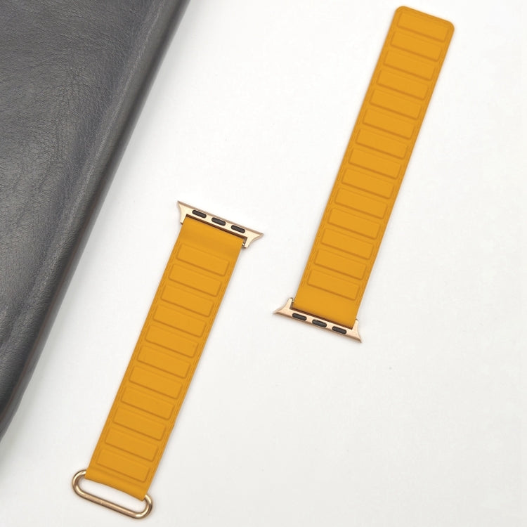 For Apple Watch 9 41mm Reverse Buckle Magnetic Silicone Watch Band(Rose Buckle Poppy Brown) - Watch Bands by PMC TechLife | Online Shopping South Africa | PMC TechLife