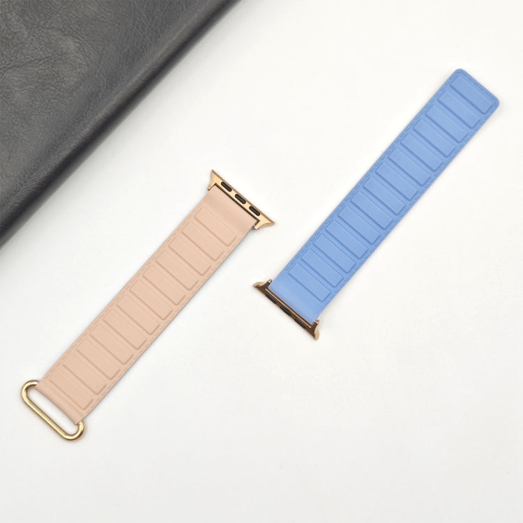 For Apple Watch 9 41mm Reverse Buckle Magnetic Silicone Watch Band(Rose Buckle Blue Pink) - Watch Bands by PMC TechLife | Online Shopping South Africa | PMC TechLife