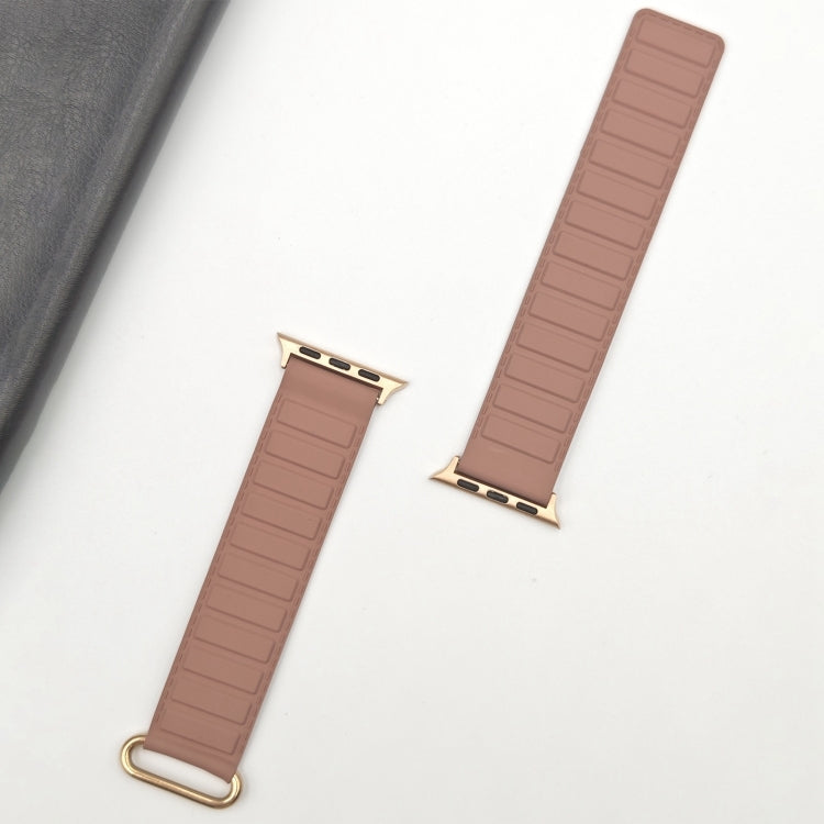 For Apple Watch 9 45mm Reverse Buckle Magnetic Silicone Watch Band(Rose Buckle Rouge) - Watch Bands by PMC TechLife | Online Shopping South Africa | PMC TechLife